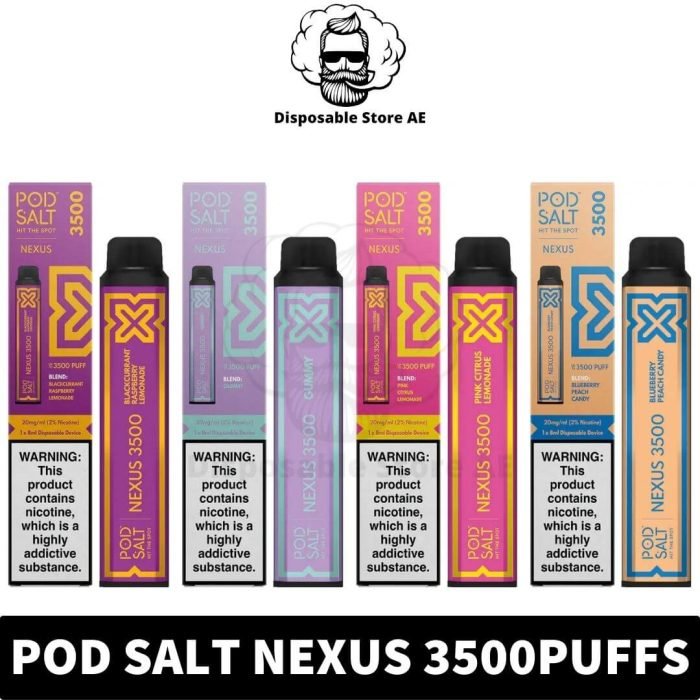 Pod Salt Nexus 3500 Puffs Disposable 1350mAh Rechargeable Vape in Dubai, UAE Nexus 3500Puffs UAE Pod Salt 3500Puffs UAE