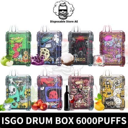 best ISGO Drum Box Disposable 6000Puffs 5% Rechargeable Vape in Dubai- ISGO 6000Puffs 50mg- Isgo Drum Box 6000Puffs vape Near me vape dubai