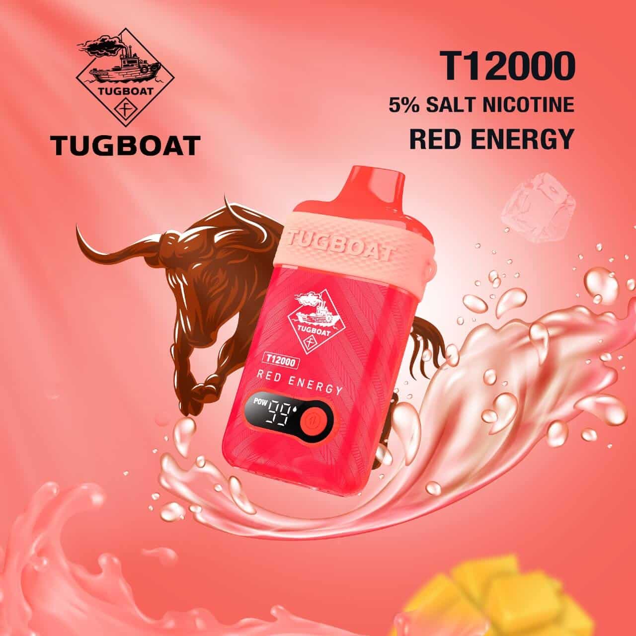 Tugboat T12000 Disposable 12000 Puffs 50Mg Red Energy Rechargeable Vape In Dubai, UAE