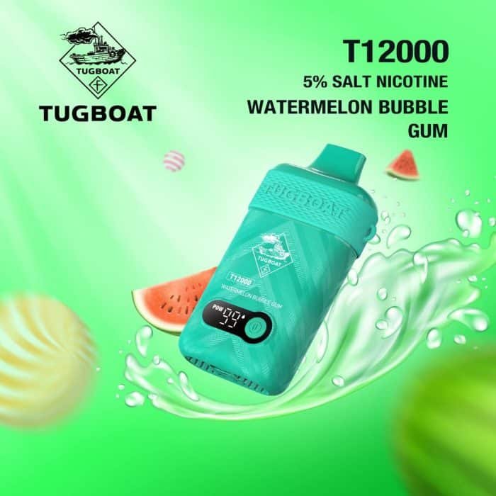 Tugboat T12000 Disposable 12000 Puffs 50Mg Watermelon Bubble Gum Rechargeable Vape In Dubai, UAE