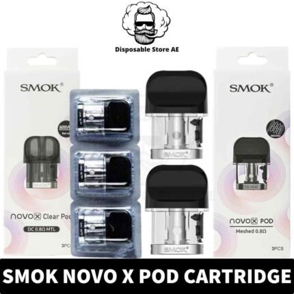 Buy SMOK Novo X Pod Cartridge of 0.8ohm Meshed & DC MTL in UAE - SMOK Novo X Pods Shop Dubai - Novo X Cartridge Shop near me dubai