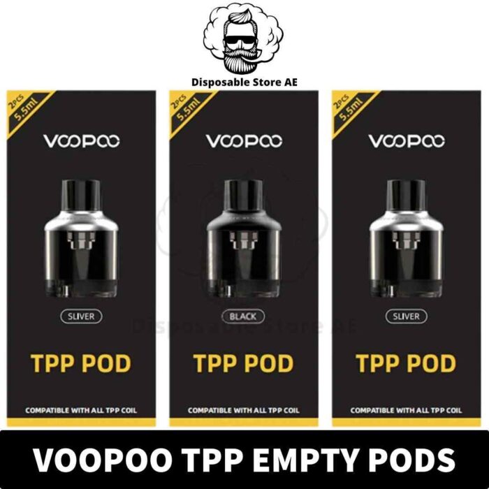 Buy VOOPOO TPP Empty Pod Cartridge in Dubai - VOOPOO TPP Empty Pods is Available in Black, Gunmetal & Silver Colors - TPP Pods Near Me