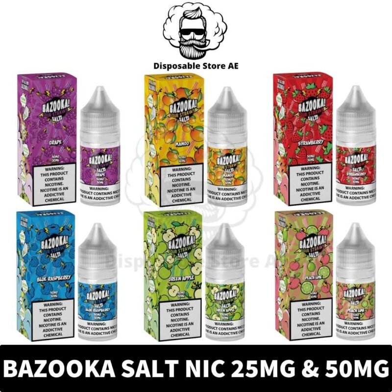 BAZOOKA Salt Nic of 30ML Size & 25MG, 50MG Nicotine in UAE - BAZOOKA Sour Straws Salt in Dubai - BAZOOKA SALTS Shop Near ME