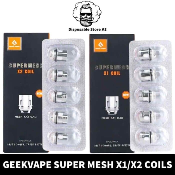 Buy Geekvape Super Mesh X1_X2 Coils (New Version) - 5pcs_pack in Dubai - Super Mesh X2 Coils in UAE - 0.2ohm(X1 Coil), 0.4ohm (X2 Coil) shop near me