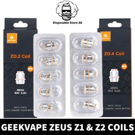 Enhance your vaping experience with Geekvape Zeus Replacement Coils. Available in Z1 (0.4ohm) and Z2 (0.2ohm) variants. Coil Shop Near me