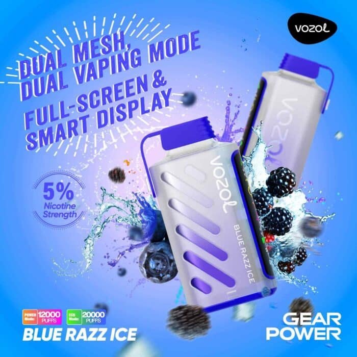 vozol gear power 20000 puffs price in dubai BLUE RAZZ ICE