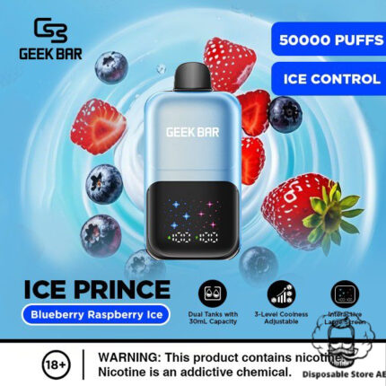 Geek Bar Ice Prince Upto 50000 Puffs 50mg Nicotine Disposable Blueberry Raspberry Ice