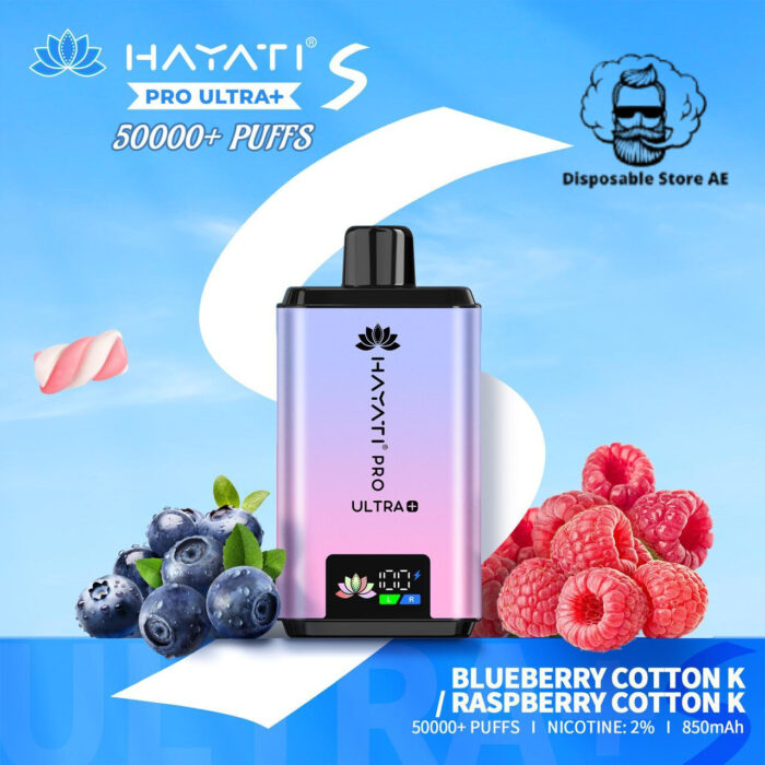 Hayati-Pro-Ultra-Plus-50000-Puffs-Disposable-Vape-Raspberry-Cotton-K